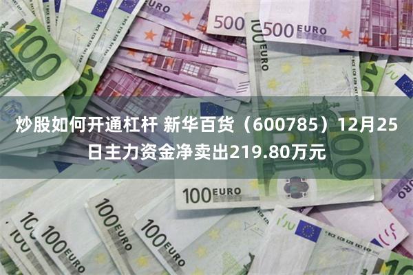 炒股如何开通杠杆 新华百货（600785）12月25日主力资金净卖出219.80万元